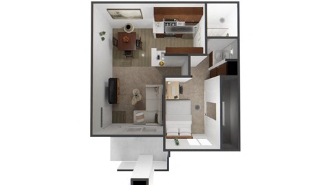 Floor plan for 1 bed, 1 bath, 600 sqft